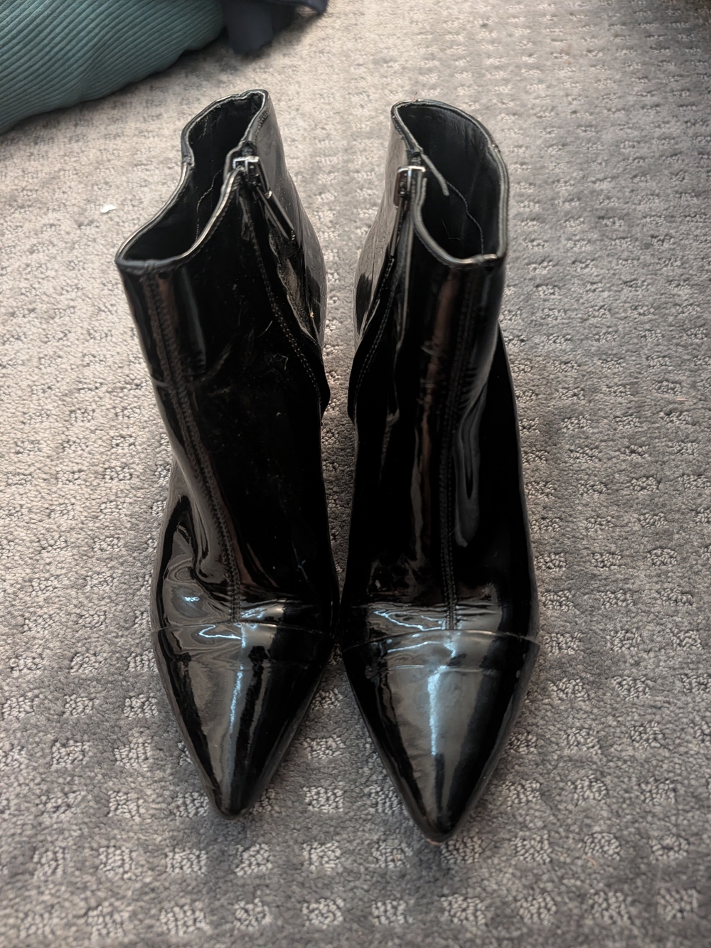 Sam Edelman Black Patent Pointed-Toe Ankle Booties